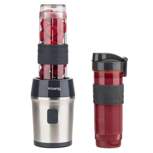 H.Koenig Standmixer SMOO9, Mini Blender 570ml Silber Schwarz