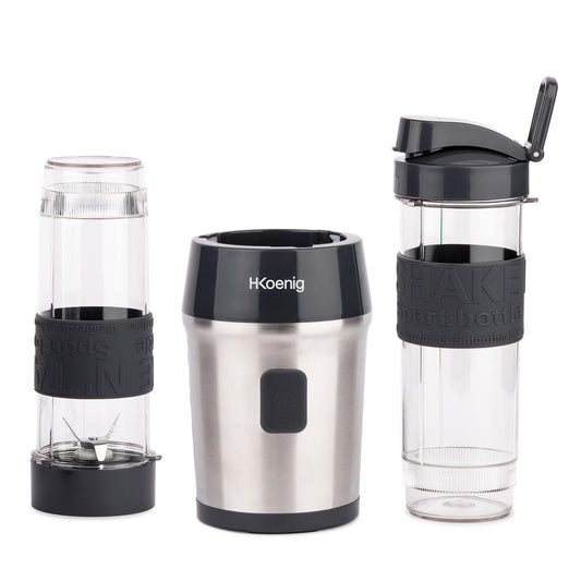 H.Koenig Standmixer SMOO9, Mini Blender 570ml Silber Schwarz