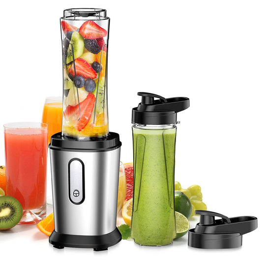 500W Mini Standmixer & Smoothie Maker, BPA-frei mit 2 Flaschen